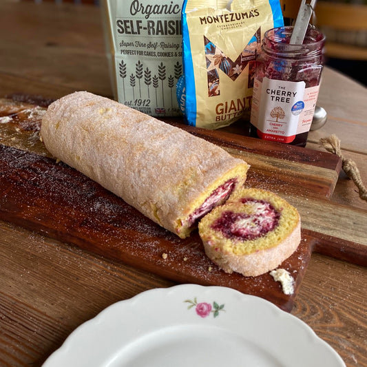 Cherry & Amaretto Swiss Roll with White Chocolate Cream Recipe
