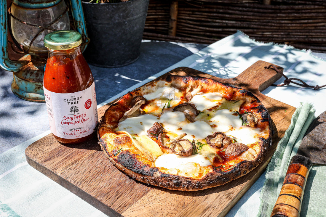 Mushroom Pizza with Spicy Tomato & Caramelised Onion Sauce Recipe