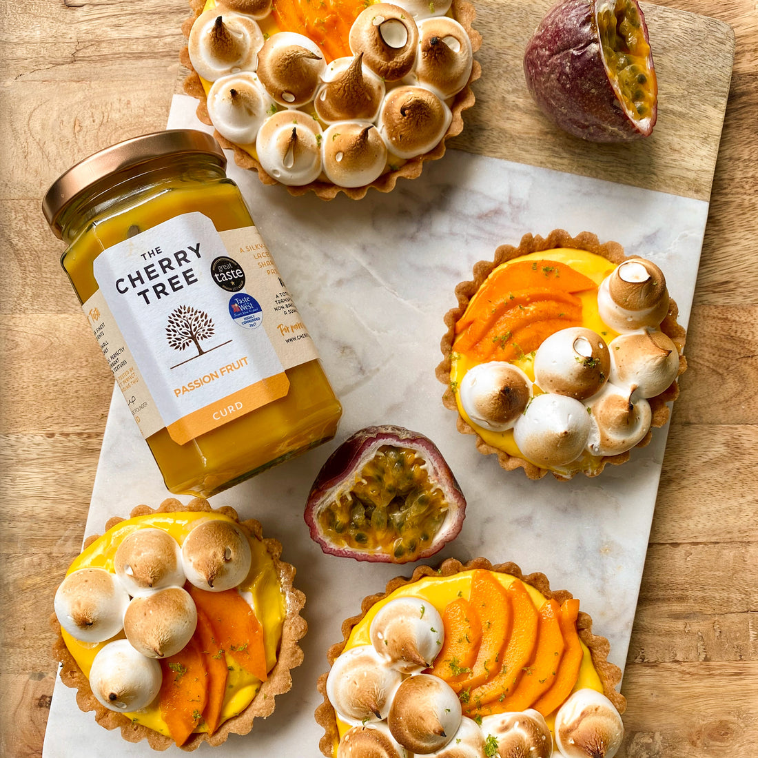 Passion Fruit Curd, Mango & Lime Tarts Recipe